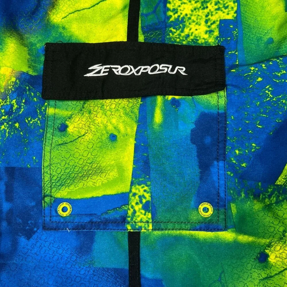 ZeroXposur Drift Swim Trunks‎ Boys XL-18/20 Neon Blue Green Drawstring Pockets